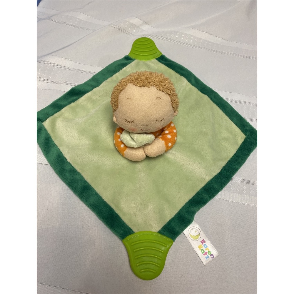 Animal Adventure Karen Katz Baby Doll Security Blanket Green Lovey teether